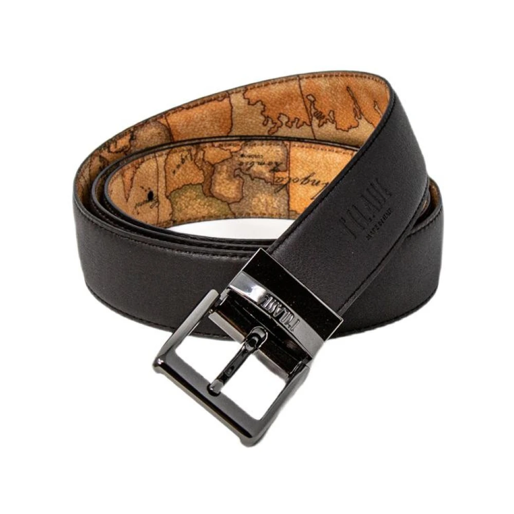 Alviero Martini 1a Classe Leren Riem met Geo Map Design Brown Heren