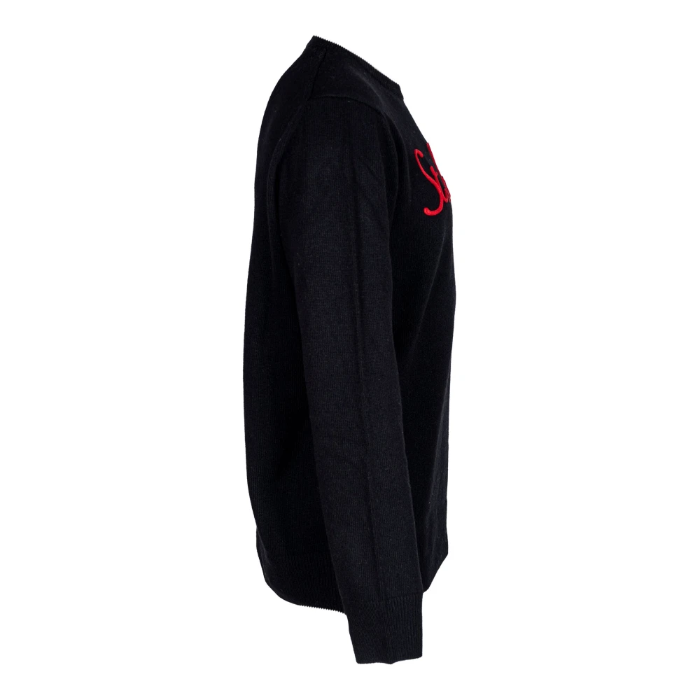 MC2 Saint Barth Heren trui. Ronde hals Regular Fit. Wol. Black Heren