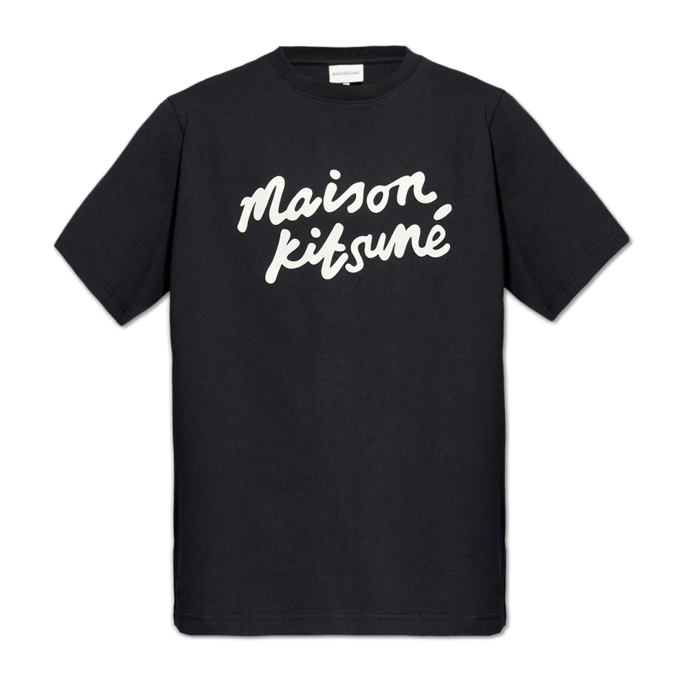 Maison Kitsuné T-shirt met logo Black Heren