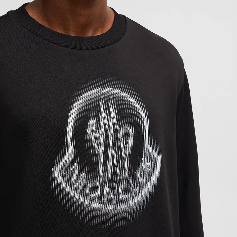 Moncler Vervaagde Logo Sweatshirt Black Heren
