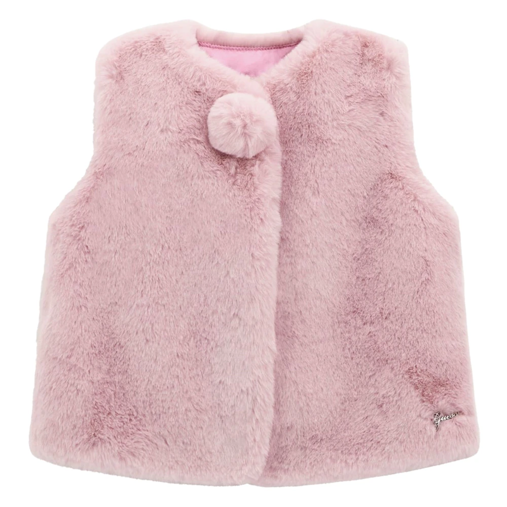 Guess Girls Pink Waistcoats, 12 M, Faux Fur Gilet