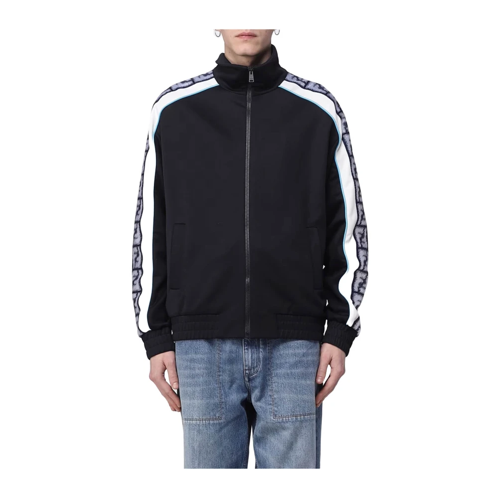 Fendi Logo FF Zip Sweatshirt Blue Heren