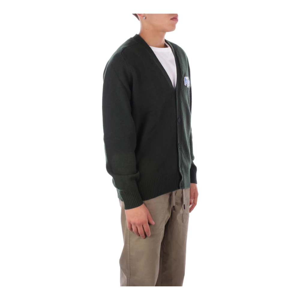 Lacoste Groene Cardigan Sweater Logo Voorkant Knoop Green Heren