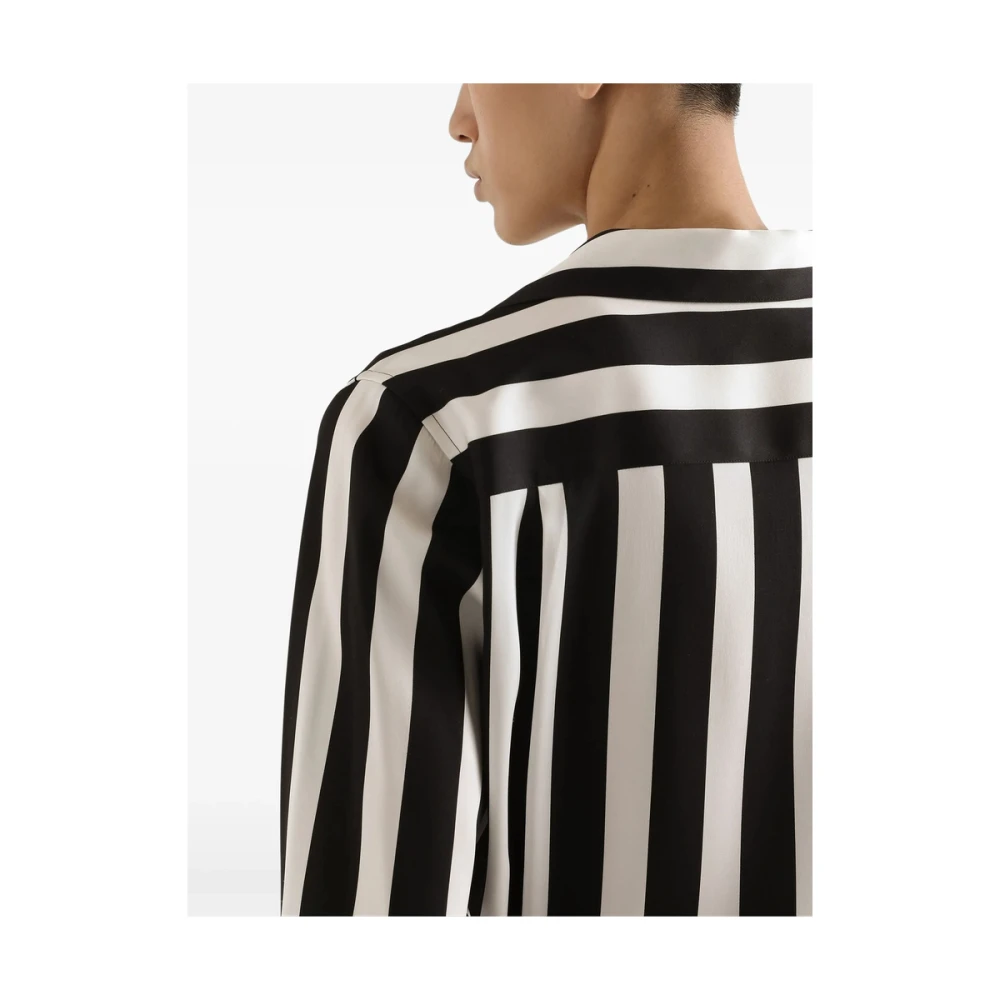 Dolce & Gabbana Zwarte Geknoopte Revers Shirt Black Heren