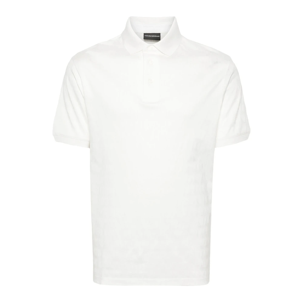 Emporio Armani Jacquard Logo Polo Kortärmad Skjorta White, Herr