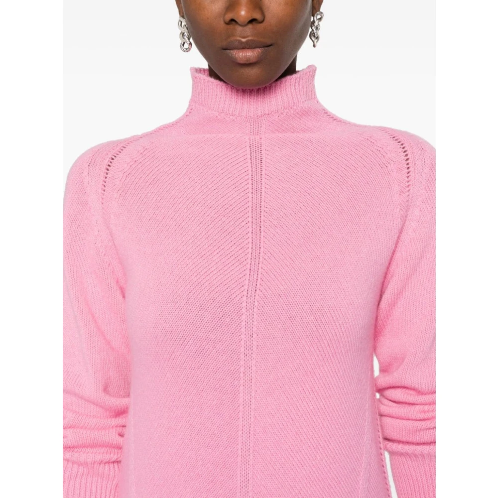 pinko Zachte Wol Kasjmier Trui Hoge Hals Pink Dames