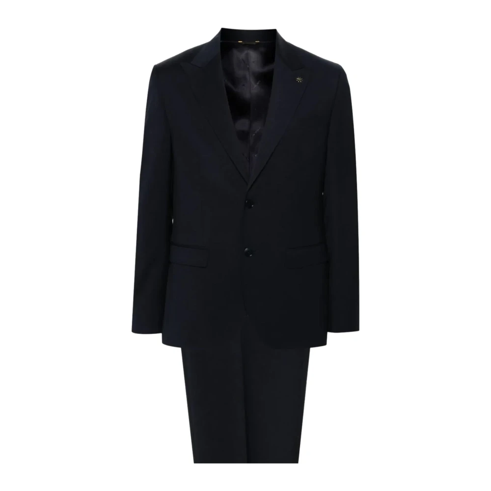 Manuel Ritz Men's Blue Wool Blend Stretch Dress - Single Breasted Suits - 2XL - Suits