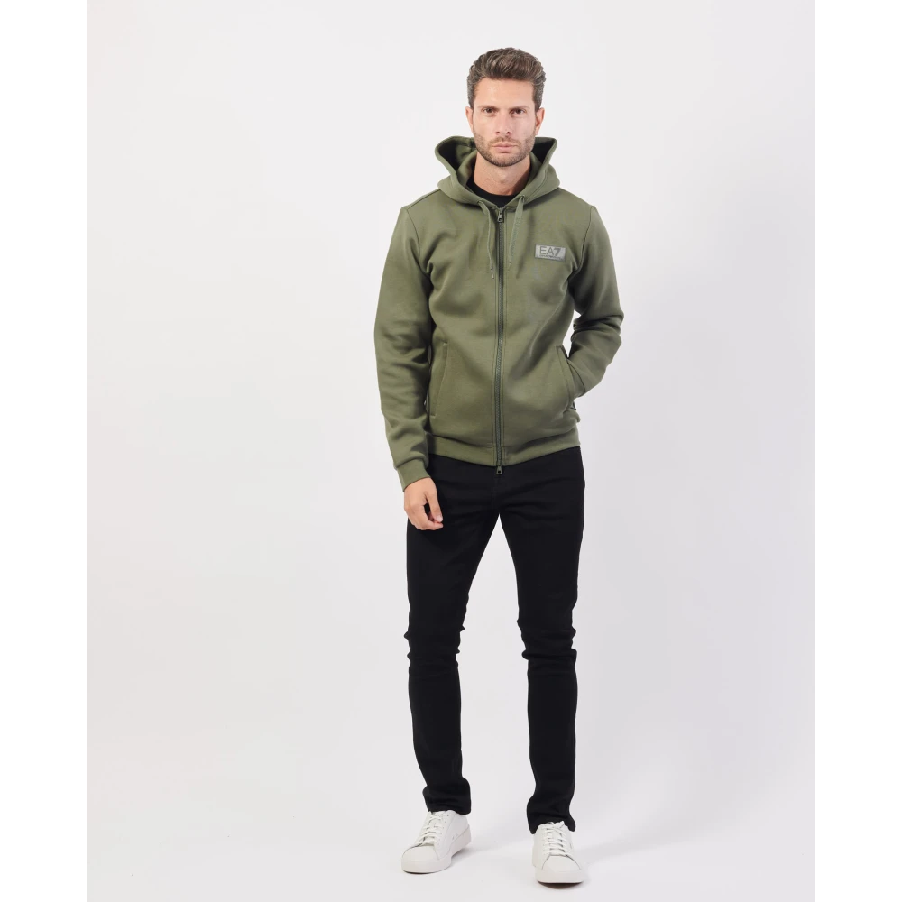 Emporio Armani Groene hoodie met volledige rits Green Heren
