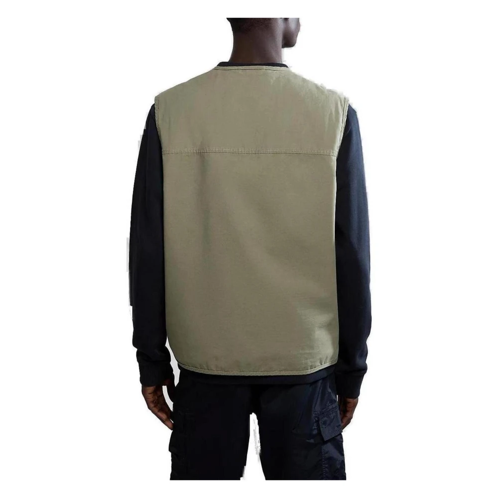 Napapijri Mouwloos V-hals Gilet met rits Green Heren