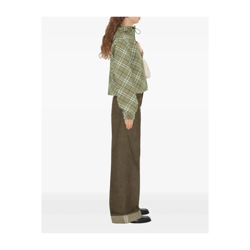 Burberry Groene Geruite Twill Jas met Capuchon Green Dames