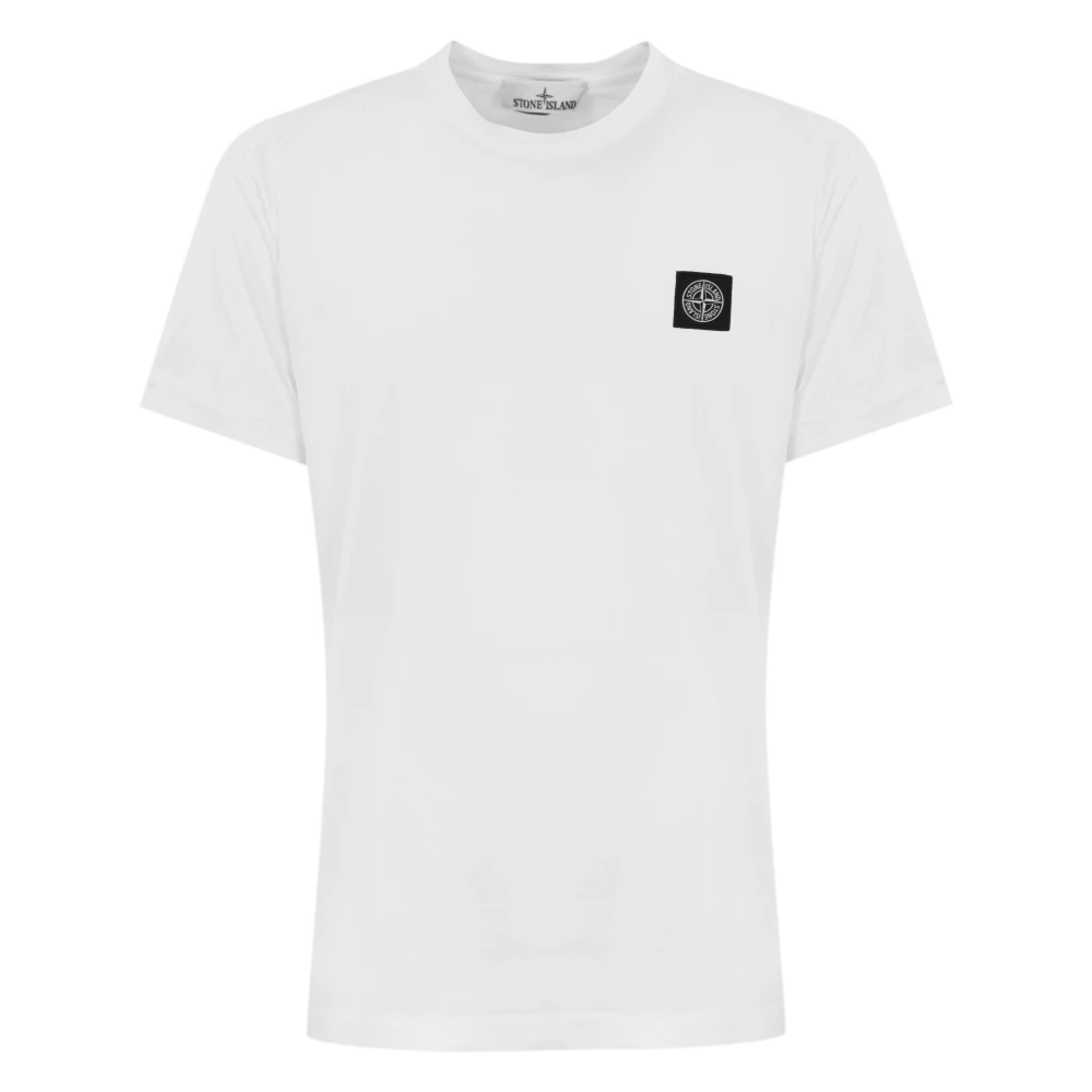 Stone Island Wit Katoenen T-shirt met Logo Patch White Heren