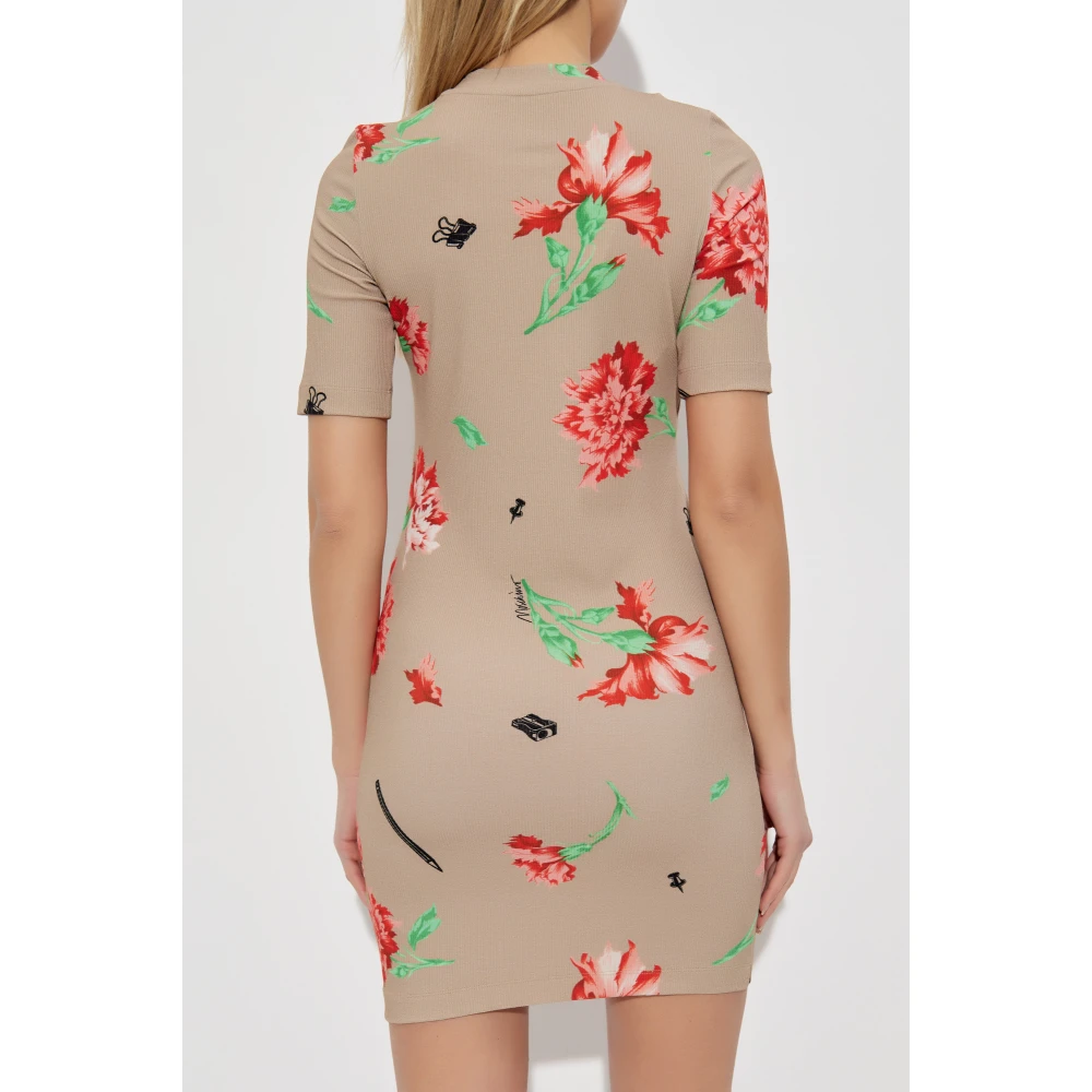 Moschino Jurk met bloemenpatroon Beige Dames