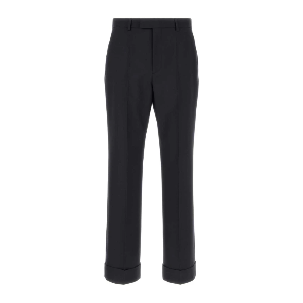 Valentino Garavani Men's Blue Cuffs Vlogo Cropped Trousers - Cropped Trousers - L - Trousers