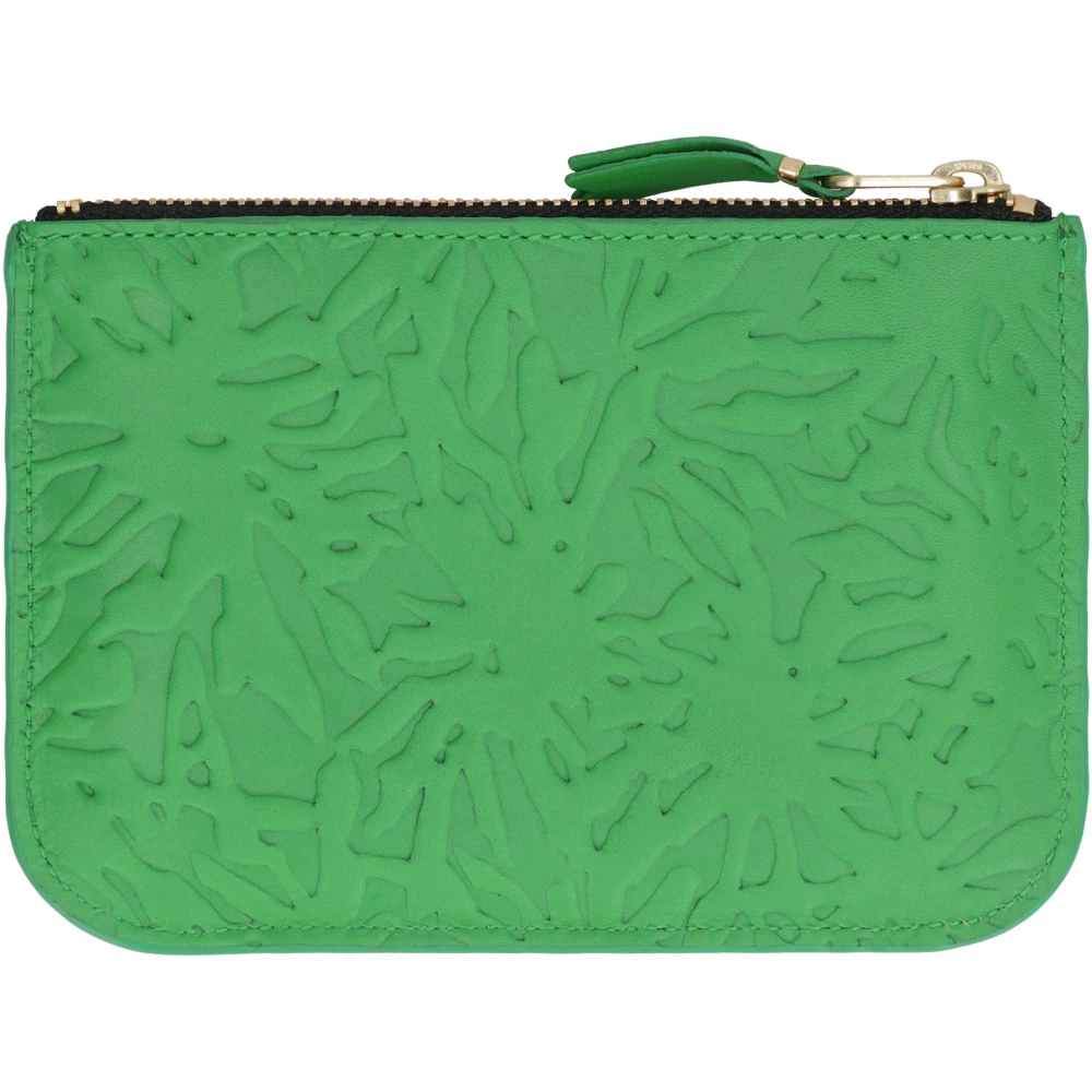 Comme des Garçons Leren Plat Etui met Rits Green Heren