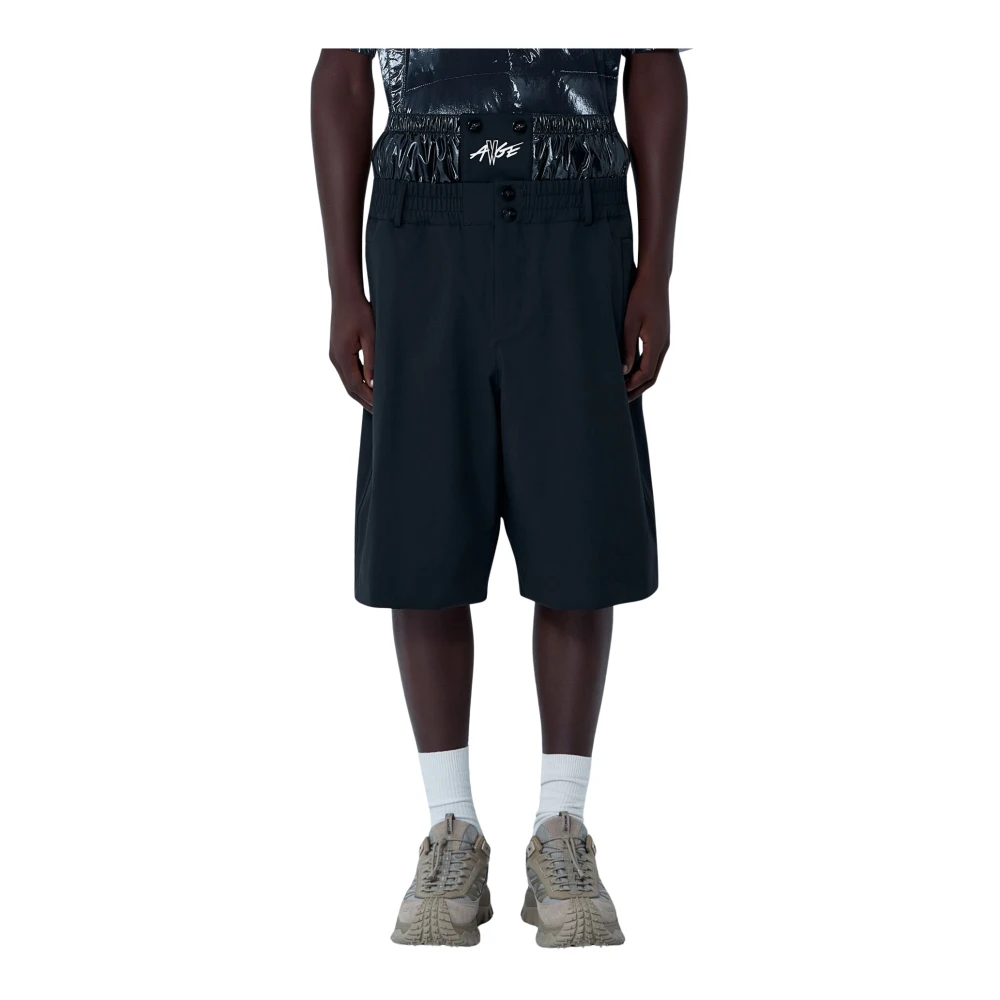 Moncler Men's Black Contrast Waistband Shorts