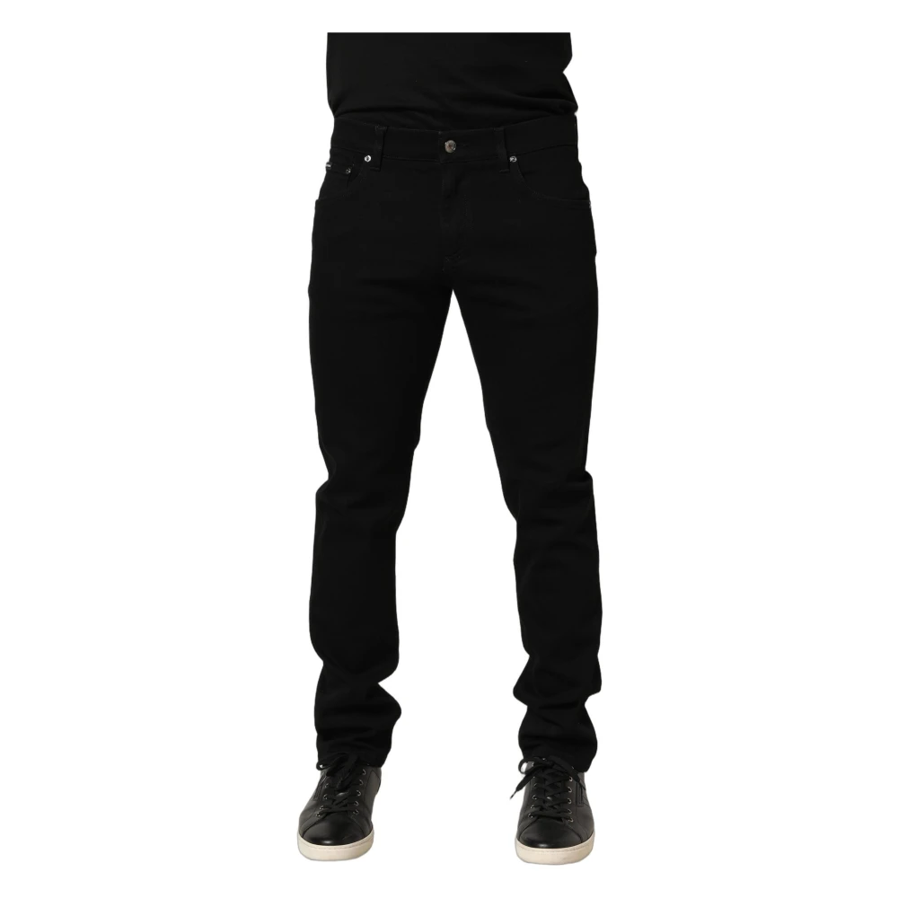 Dolce & Gabbana Men's Black Heraldic Embroidered Skinny Denim Jeans - Slim Fit Jeans - M - Jeans