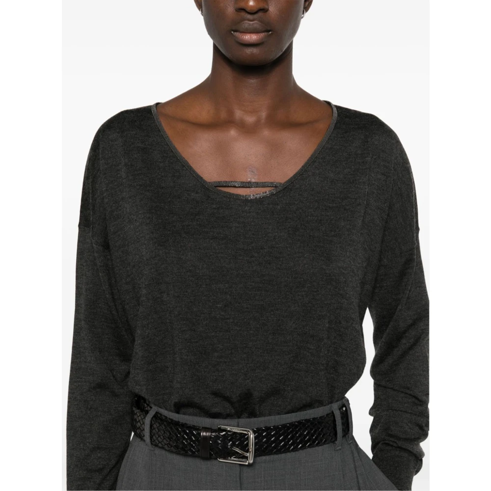 BRUNELLO CUCINELLI Antraciet Kasjmier Zijde Trui Gray Dames