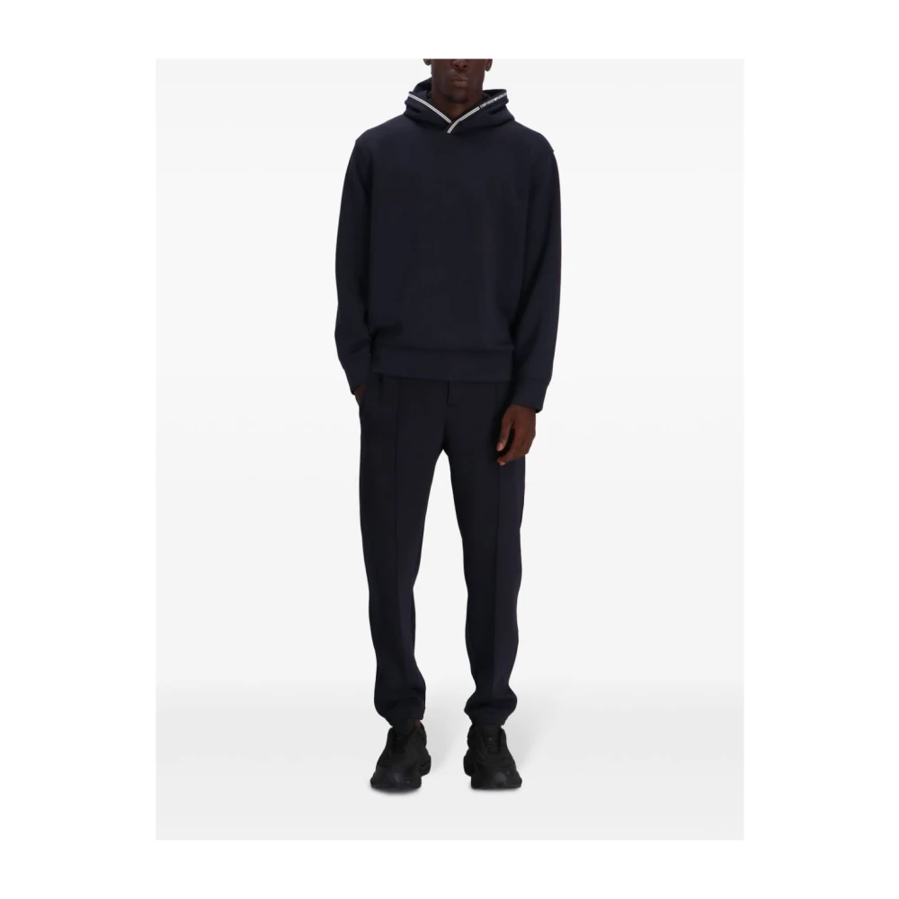 Emporio Armani Blauwe trui met capuchon en strepen Blue Heren