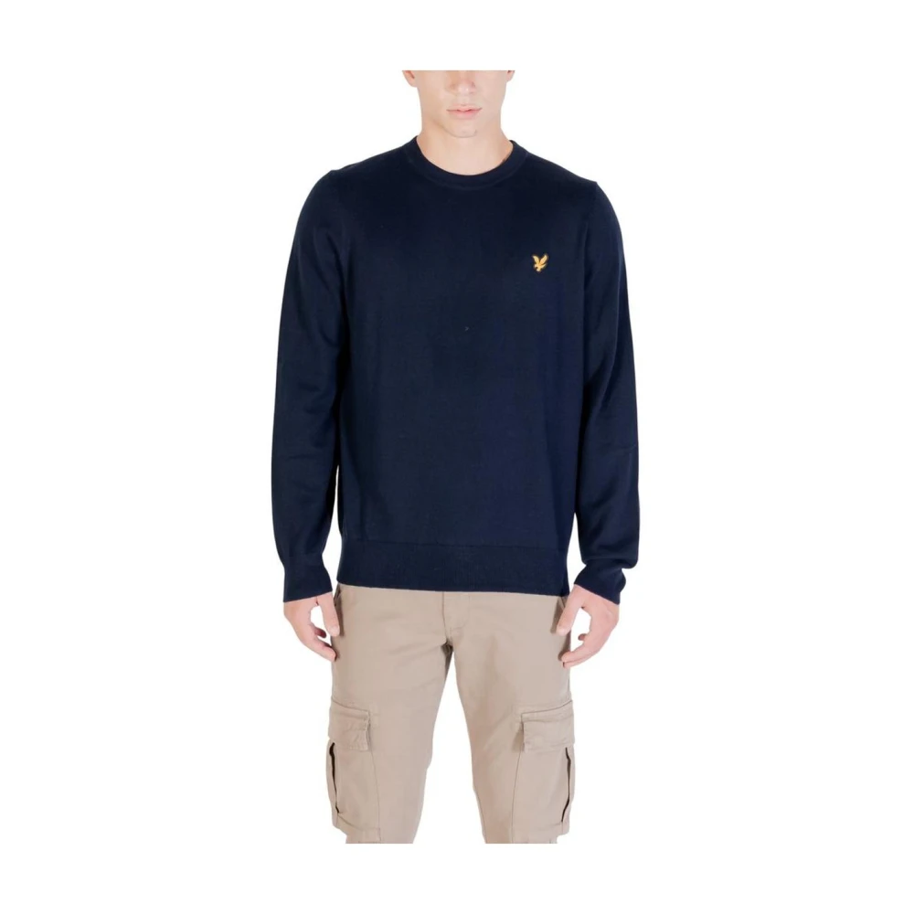 Lyle & Scott Herren Blau Rundhals-Pullover Aus Schafwolle Blend - Bild 7
