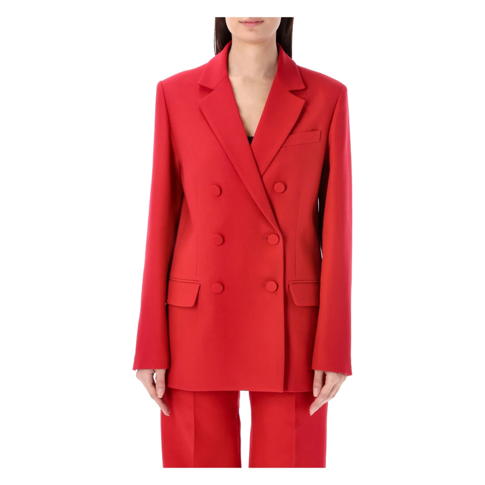 Valentino Garavani Rode Crepe Couture Blazer Red Dames
