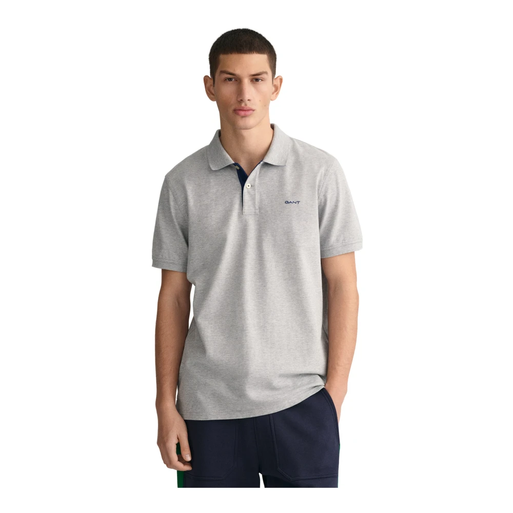 Gant Kontrast Piqué Polo Shirt Gray, Herr