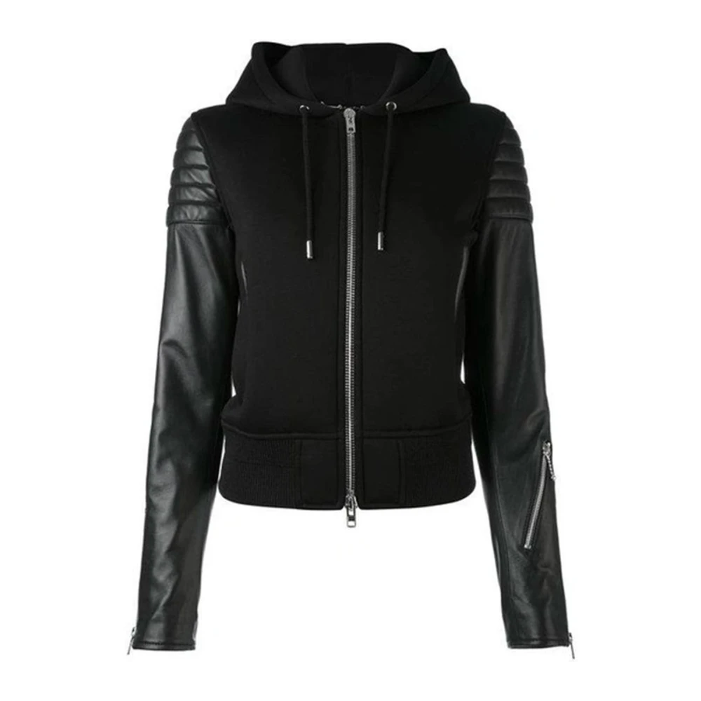 Givenchy Gewatteerde viscosejas met leren inzetstukken Black Dames