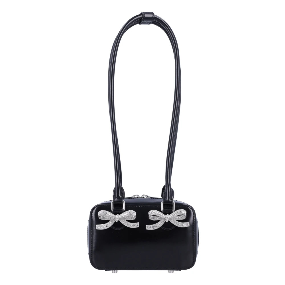 Self Portrait Zwarte leren schoudertas met Diamanté strikken Black Dames