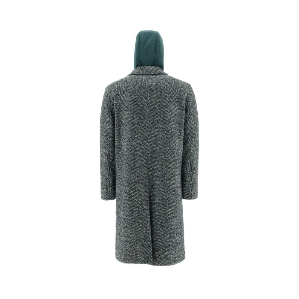Herno Wol Herringbone Jas Black Heren