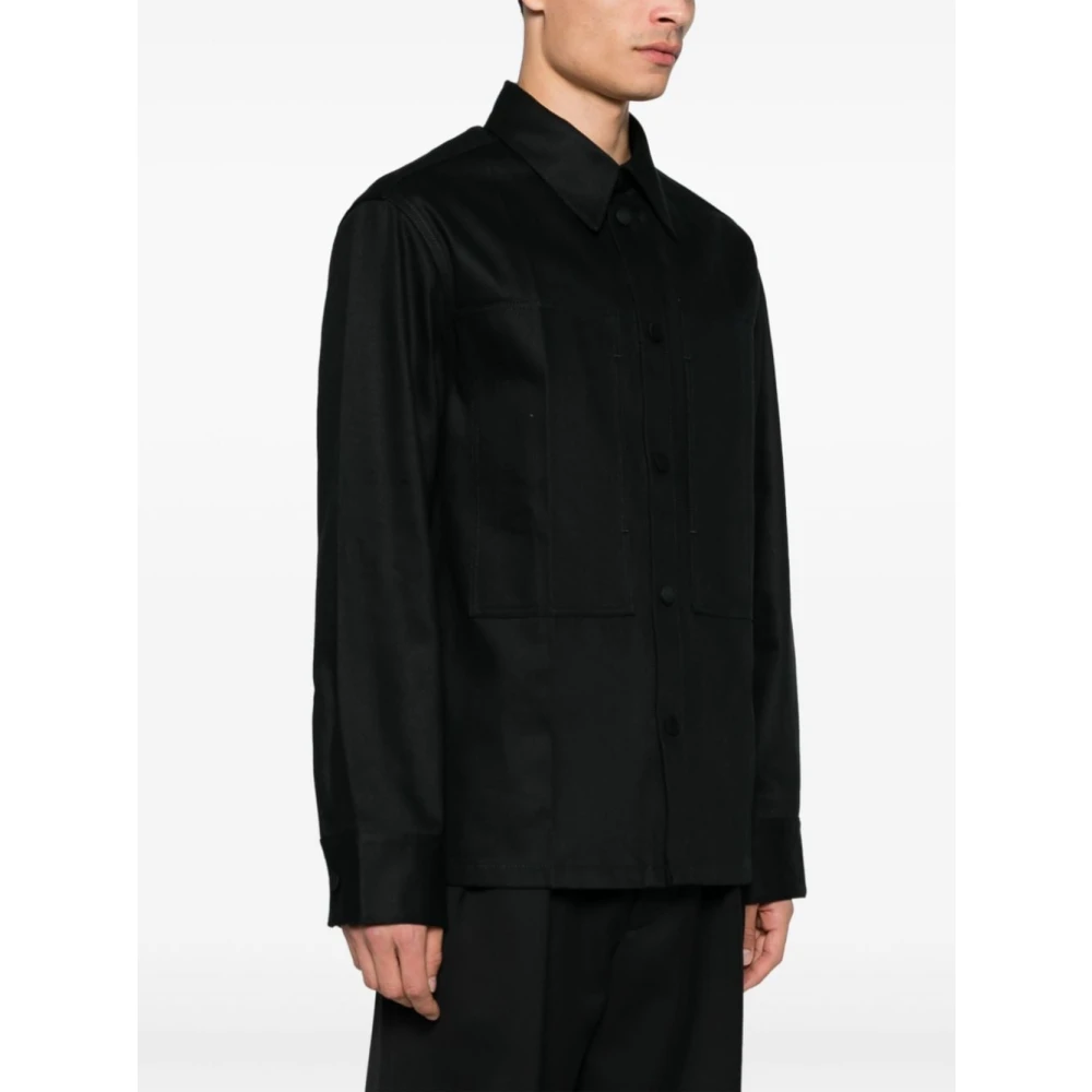 Jil Sander Zwarte Denim Overhemd Klassieke Kraag Black Heren