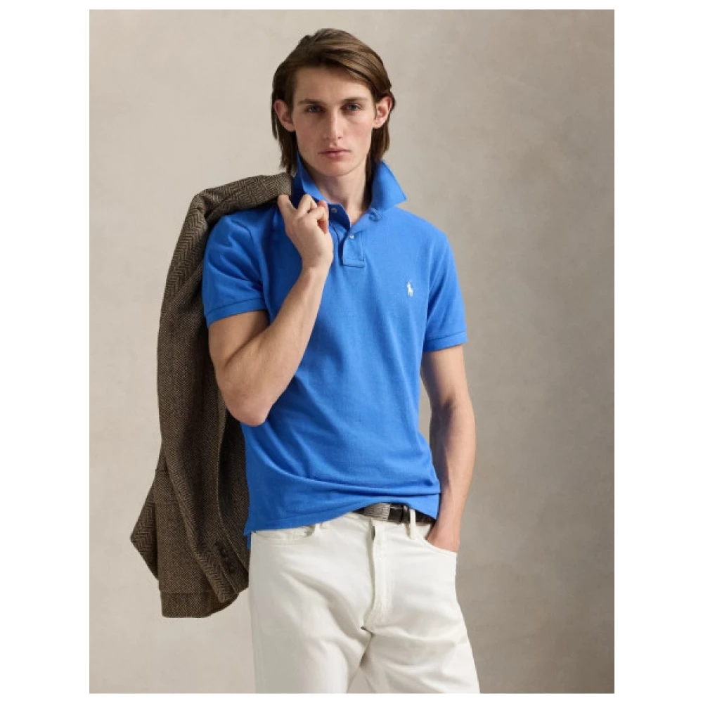 Polo Ralph Lauren Aangepaste Slim Fit Korte Mouw Polo Blue Heren