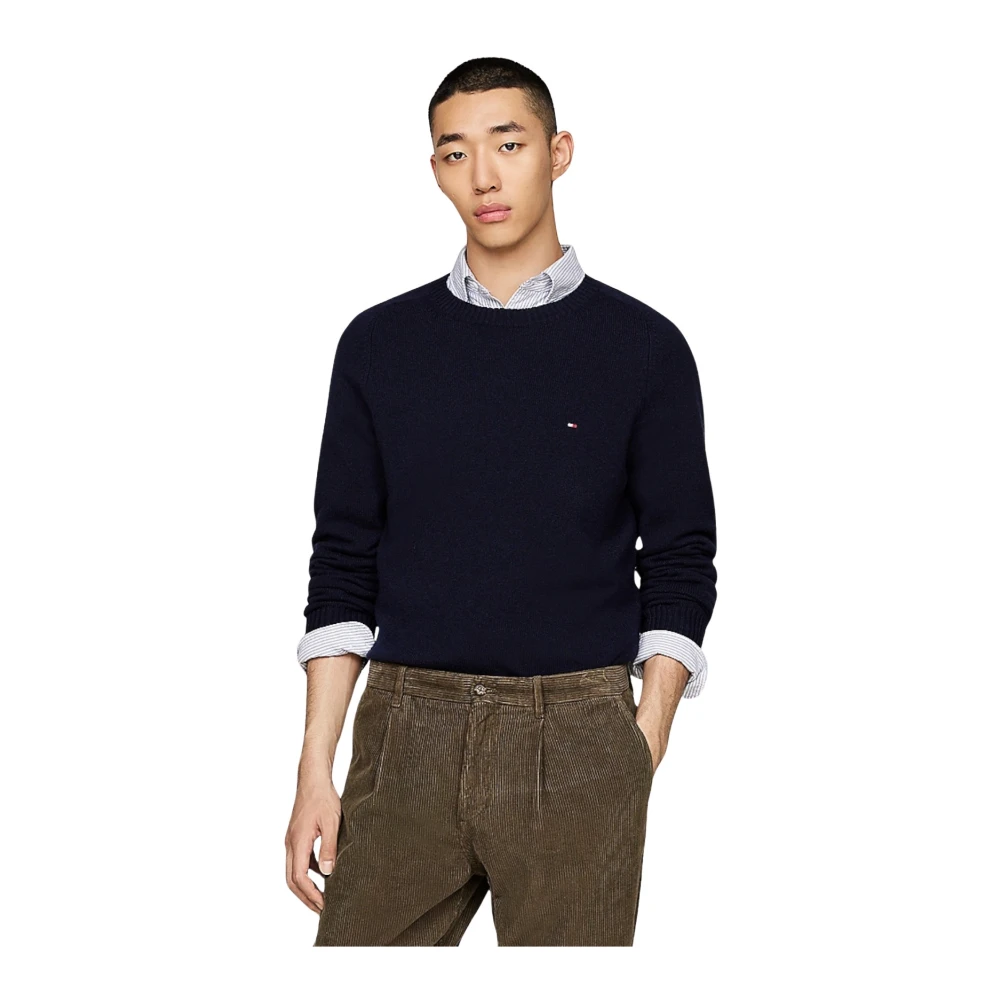 Tommy Hilfiger Lamswol Crew Neck Sweater Blue Heren