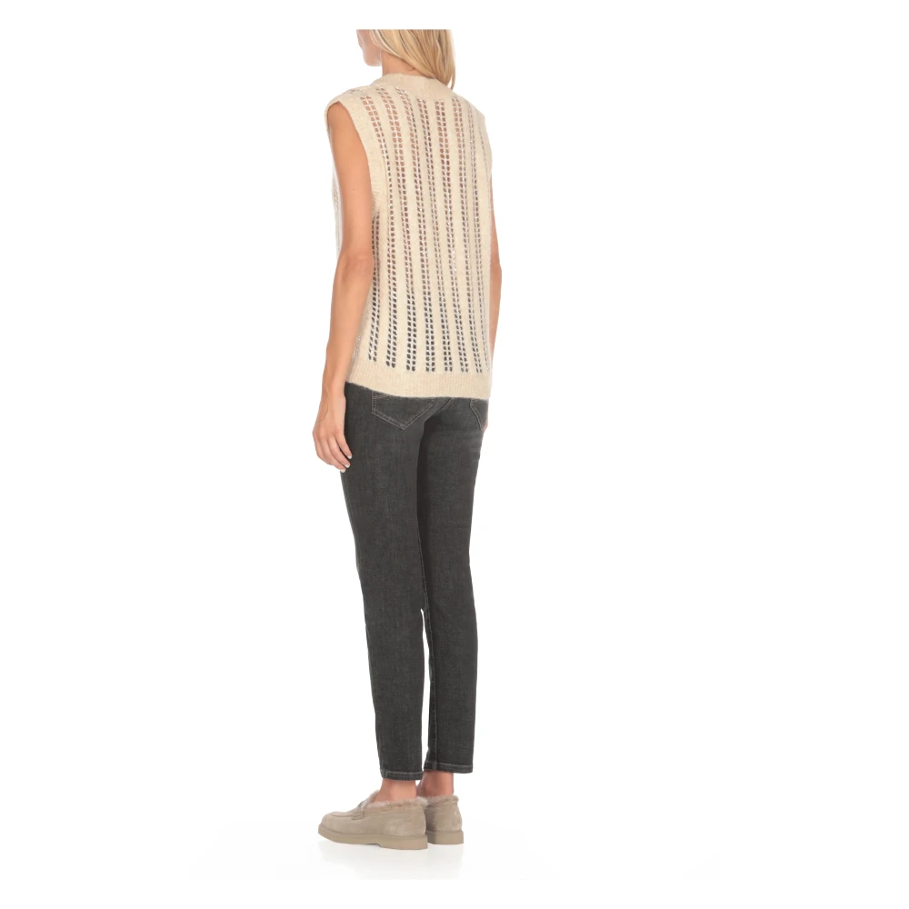 BRUNELLO CUCINELLI Beige Paillet Gebreid Vest Beige Dames
