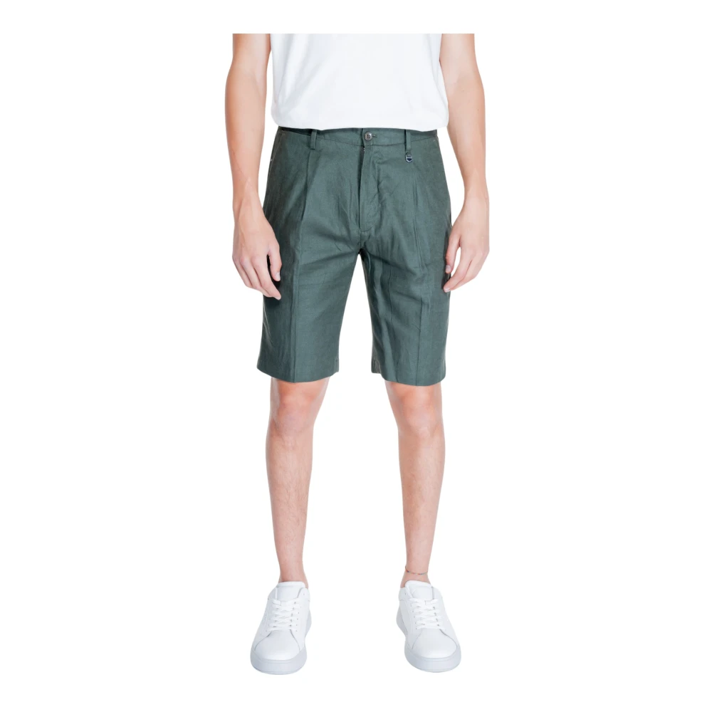 Antony Morato Groene Linnen-Blend Shorts met Rits & Knoop Green Heren