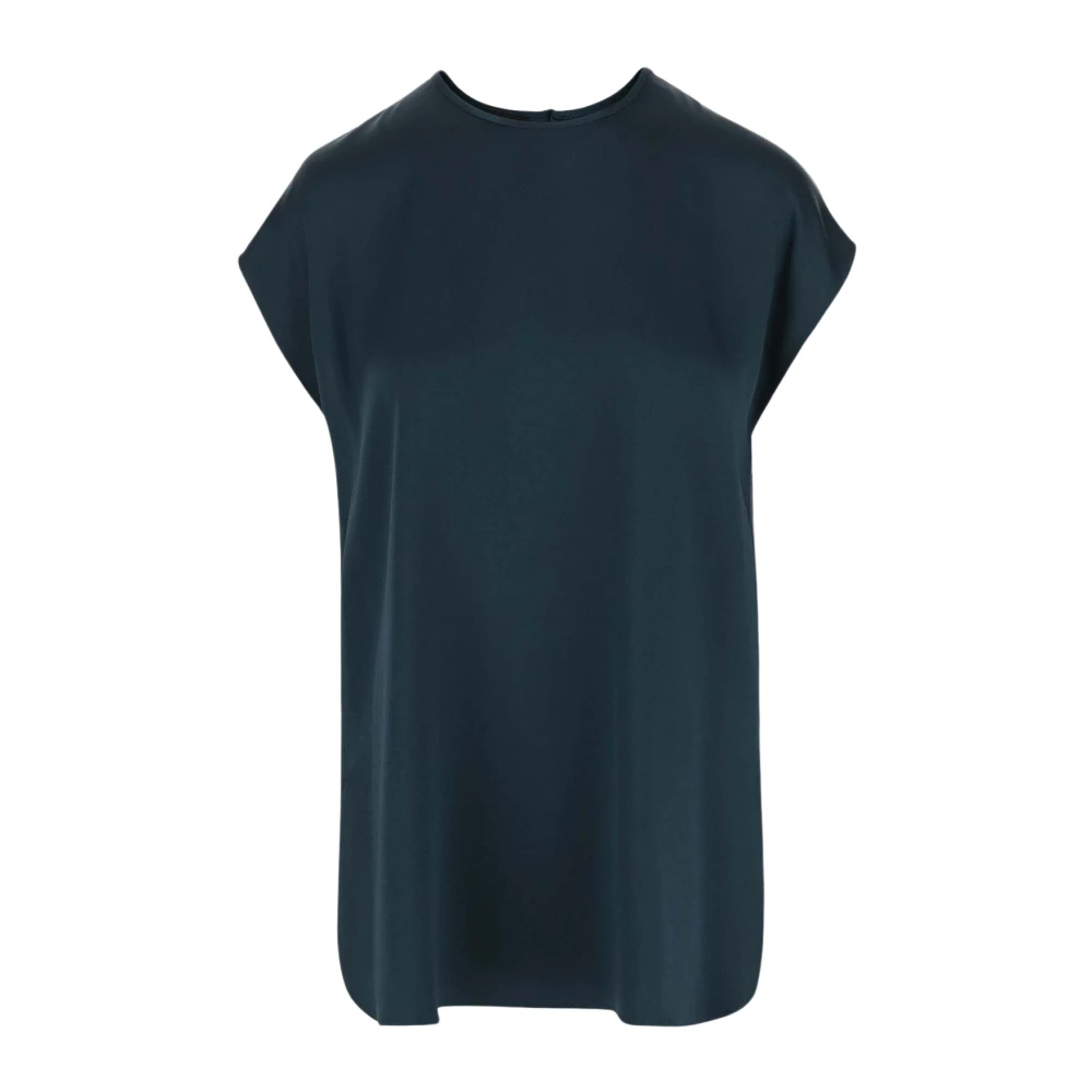 Giorgio Armani Zijden Crew Neck Korte Mouw Top Green Dames