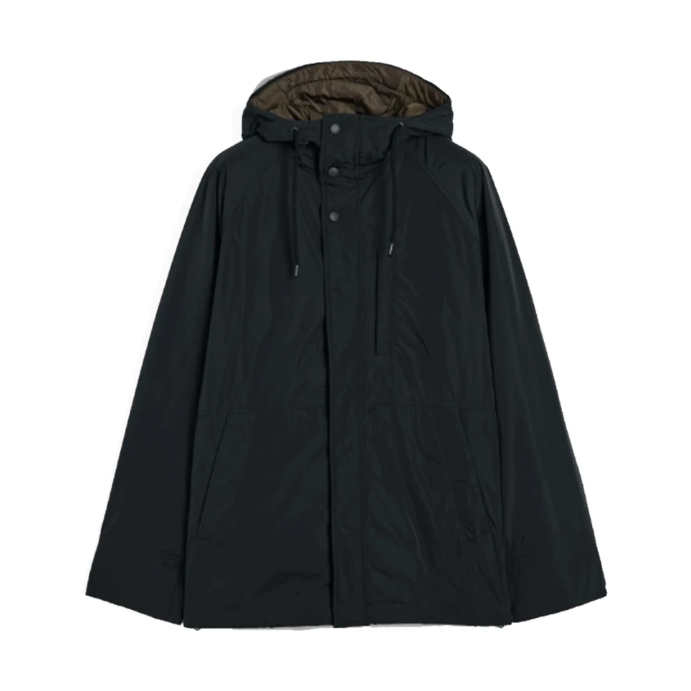 Aspesi Korte Technische Taffeta Parka Black Heren