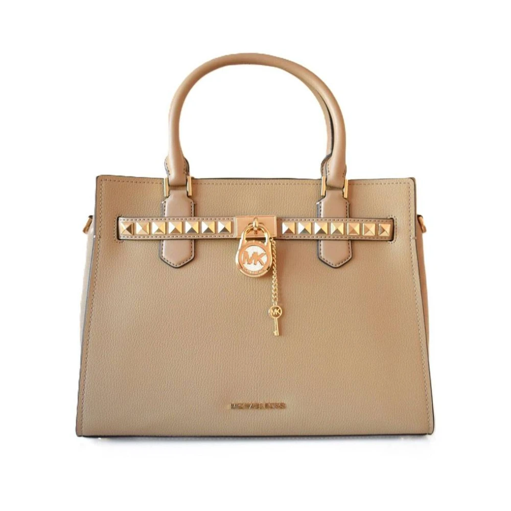 Michael Kors Women's Beige Handbags, One Size, Chic Leather Handbag With Chain Pendant