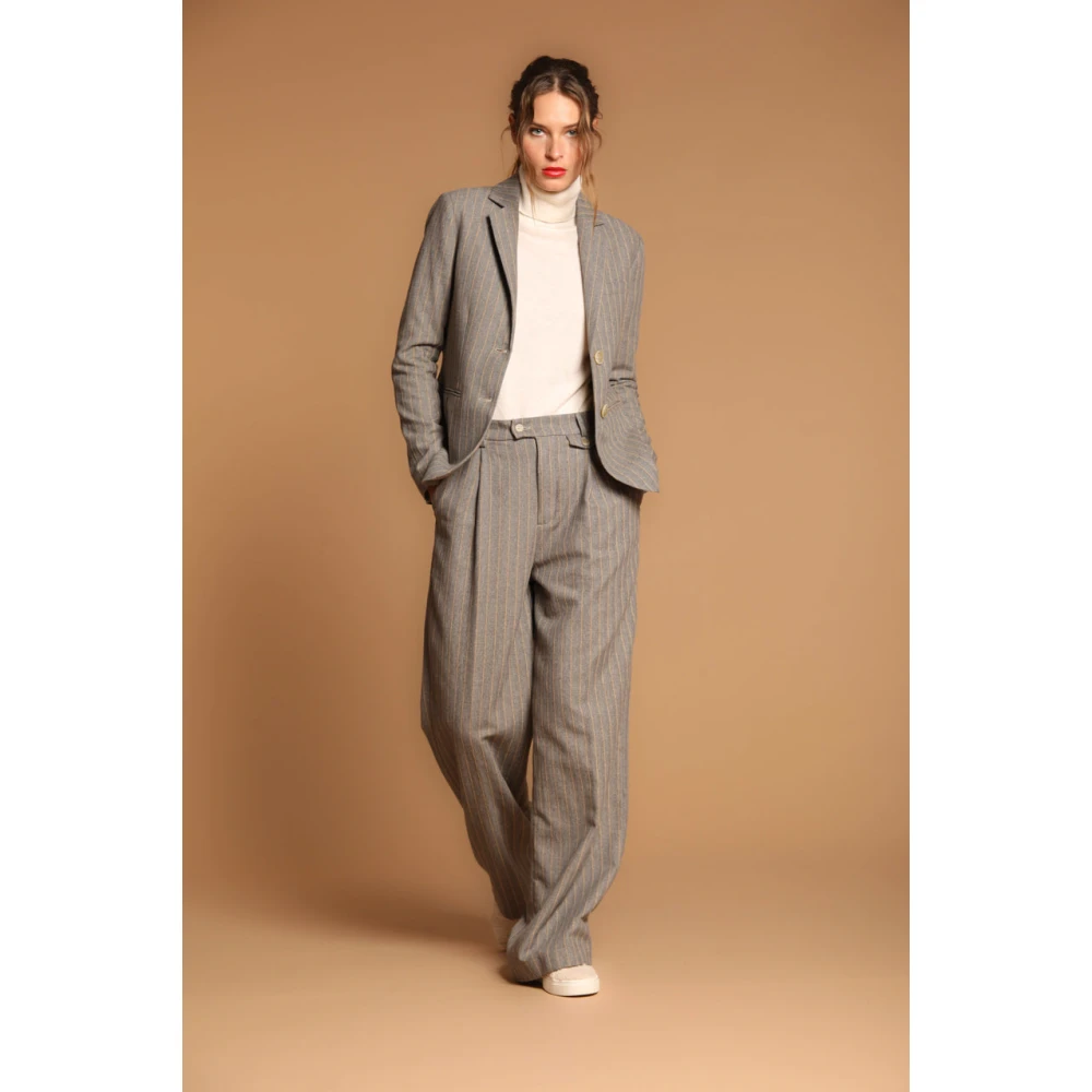 Mason's Grijze Chino Broek met Lurex Streep Gray Dames