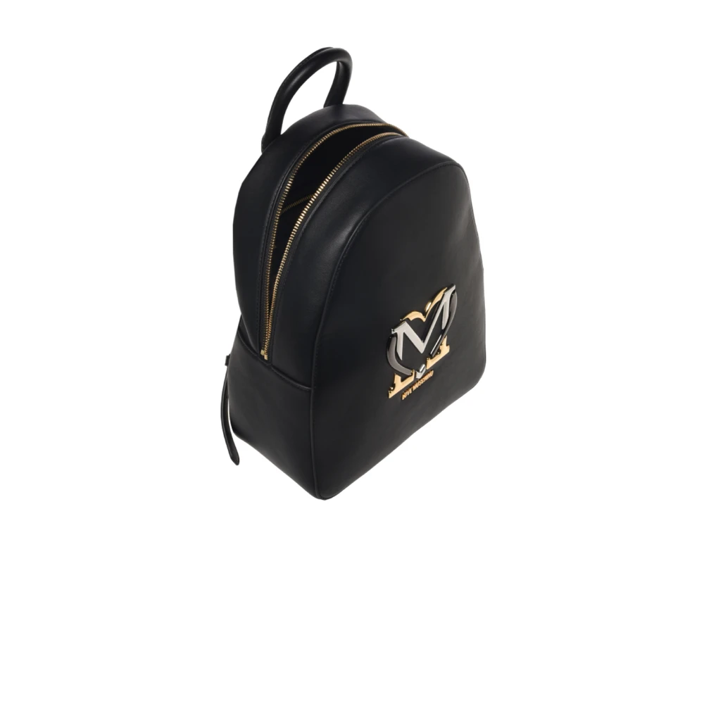 Love Moschino Zwarte Logo Rits Rugzak Black Dames