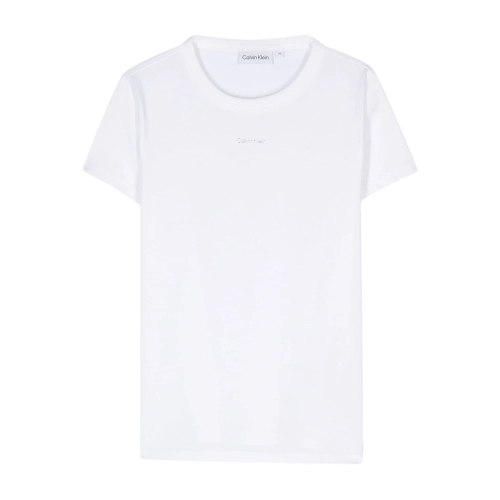 Calvin Klein Wit T-shirt met reliëflogo White Dames