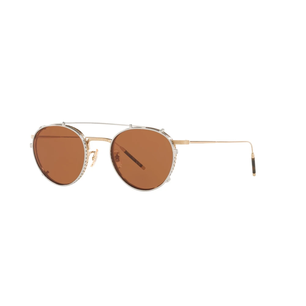 Oliver Peoples Clip-On Solglasögon Borstad Silver/Persimmon Brown, Unisex