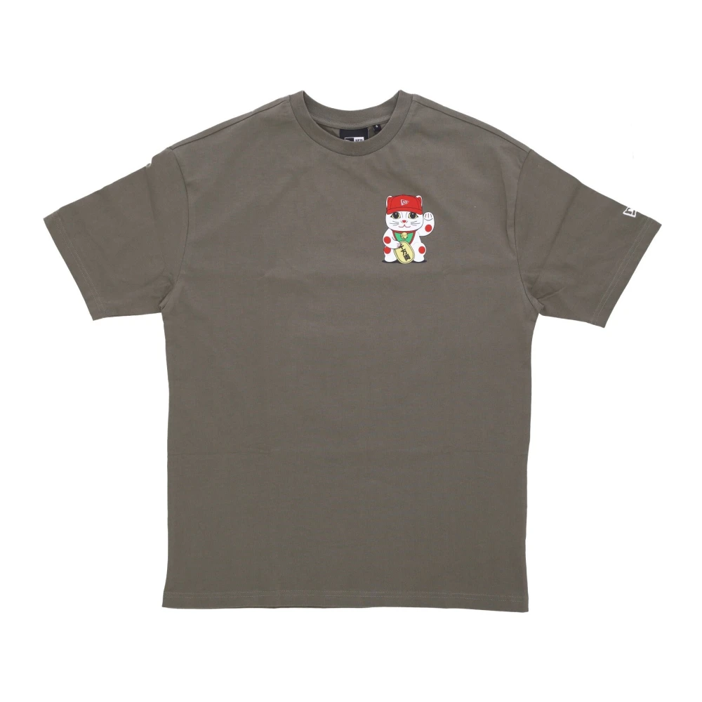 new era Grafisch T-shirt Lucky Paws Olijf Wit Green Heren