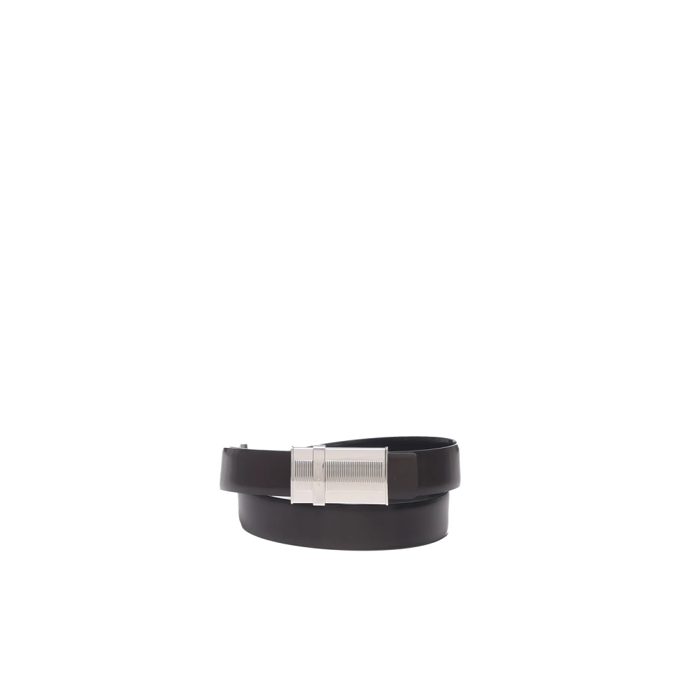 Salvatore Ferragamo Men's Silver Leather Belt With Buckle