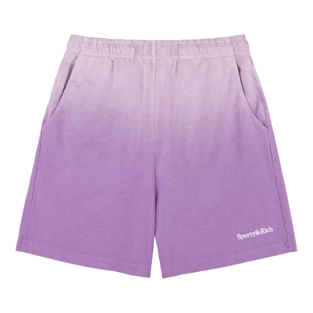 Sporty & Rich Logo Geborduurde Gym Shorts Purple Heren