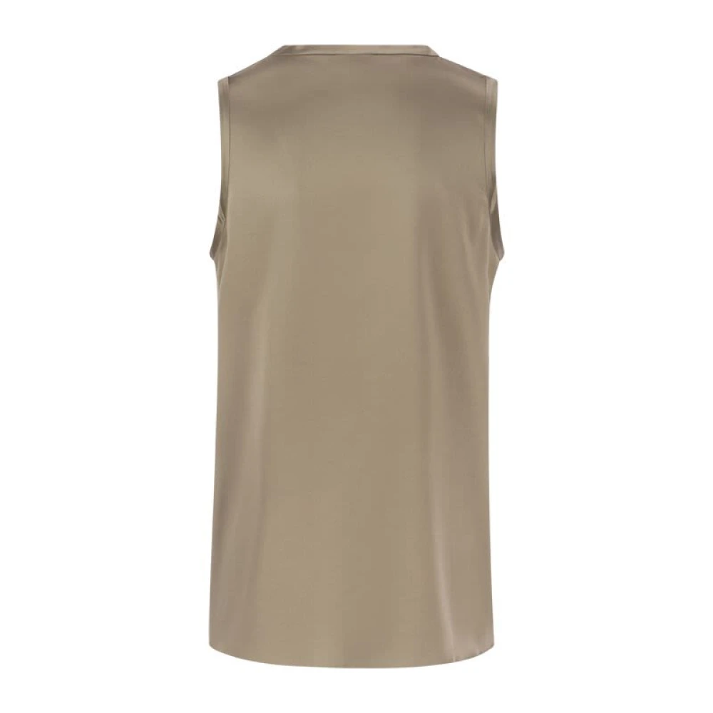 BRUNELLO CUCINELLI Zijden V-hals Mouwloze Top Beige Dames