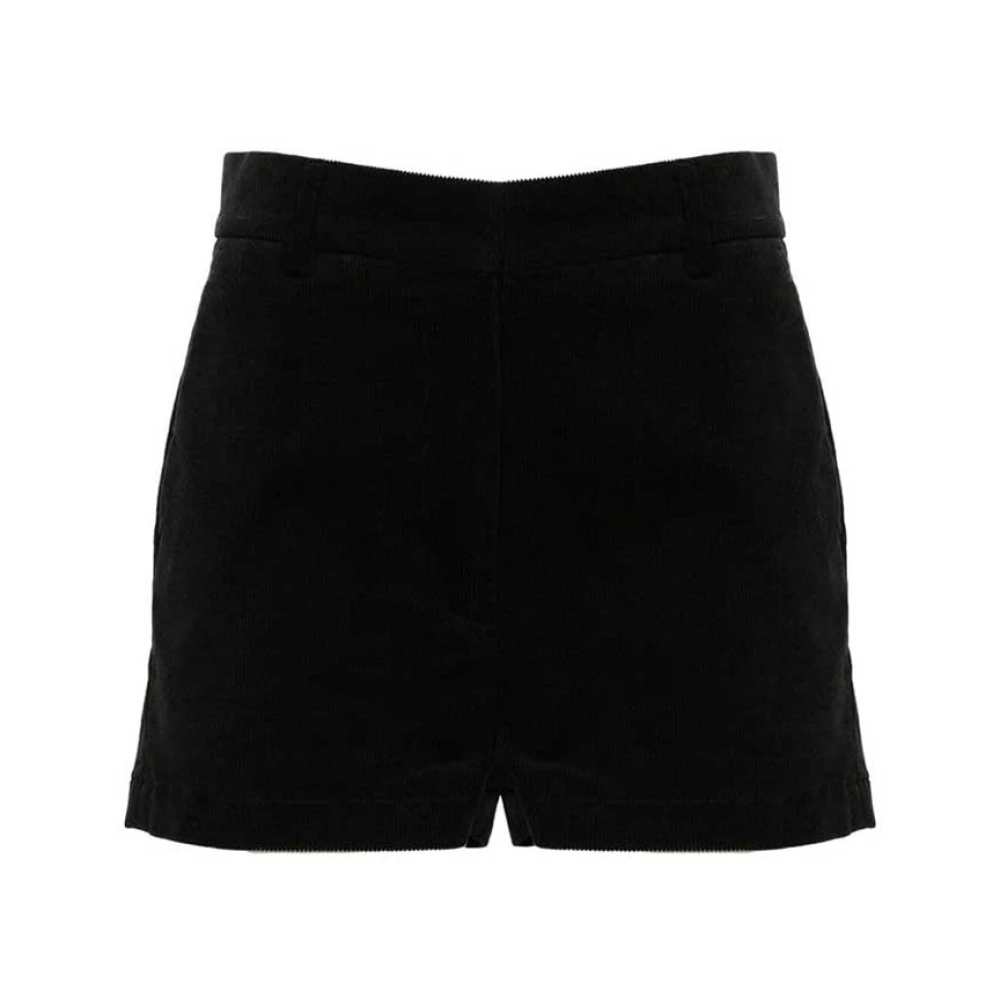Barena Venezia Zwarte Corduroy High-Waisted Shorts Black Dames