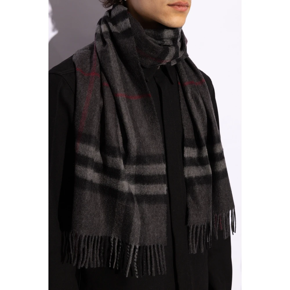 Burberry Geruite Cashmere Sjaal Black Unisex