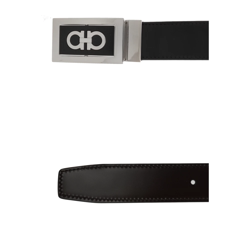 Salvatore Ferragamo Omkeerbare leren riem Black Heren