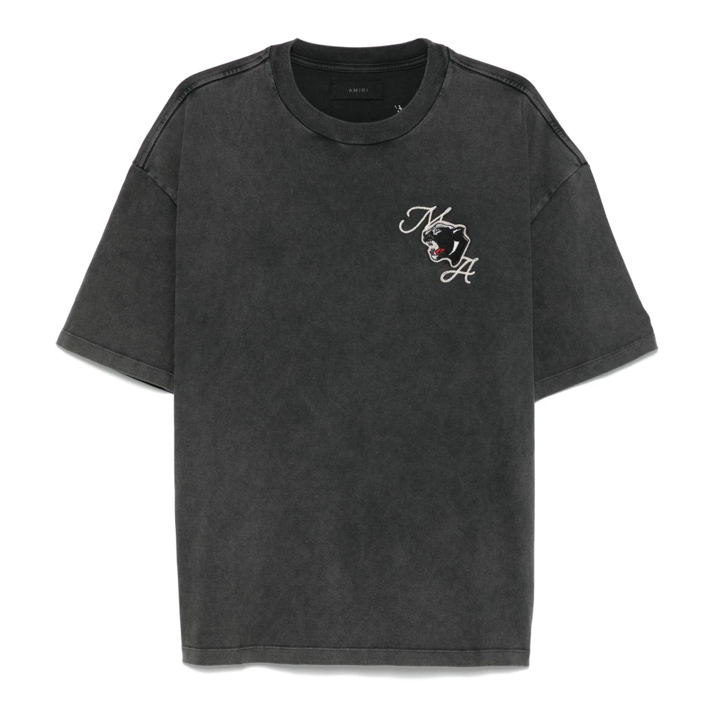 Amiri Geborduurde Crew Neck T-shirt Zwart Black Heren