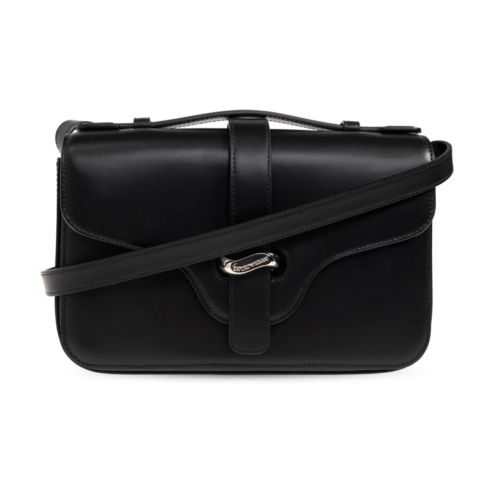 Emporio Armani Damen Schwarz Schultertasche Aus Glattem Leder