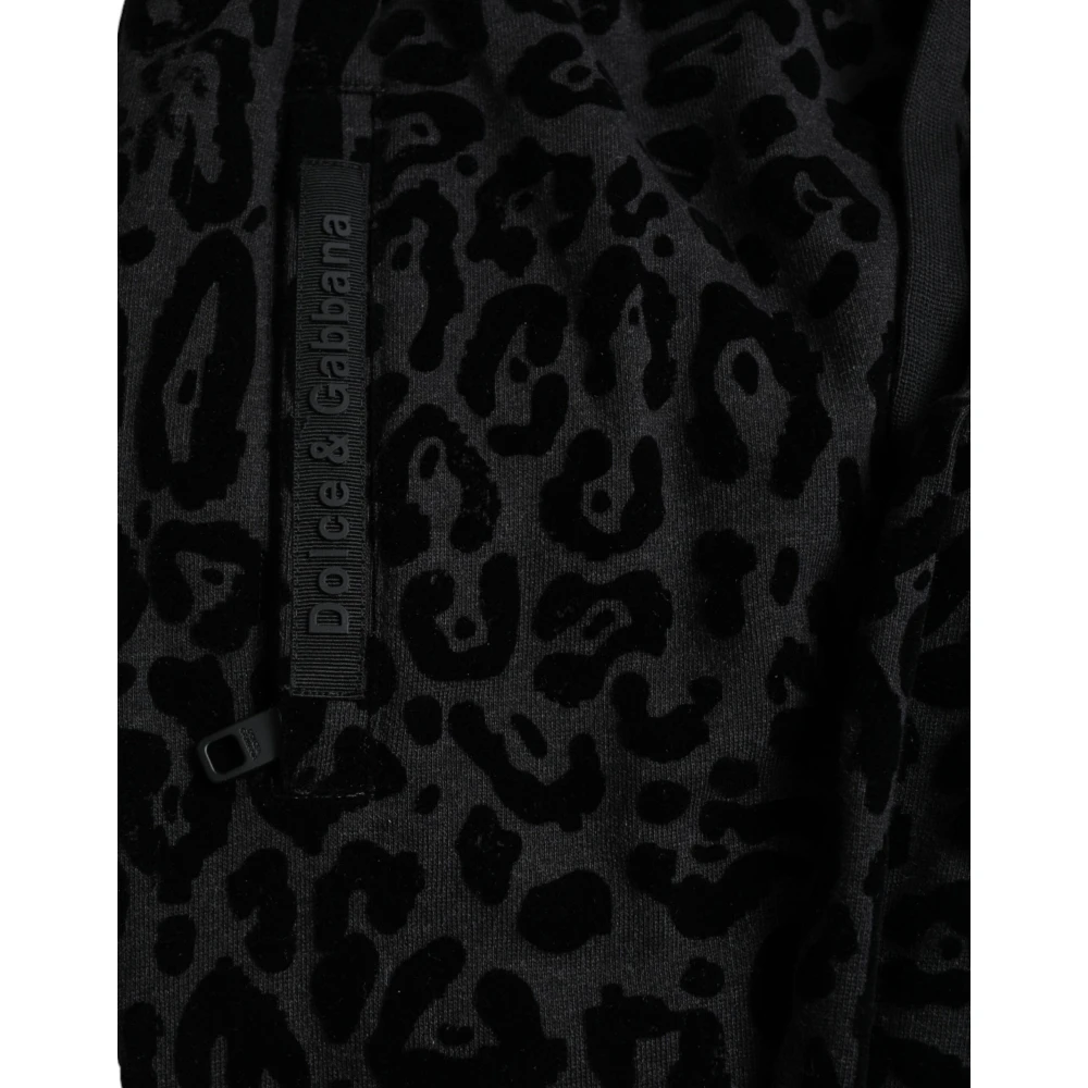 Dolce & Gabbana Elegante Luipaard Joggers voor Mannen Black Heren